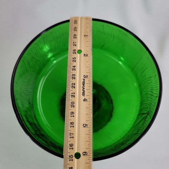 Vtg Hoosier Glass Tree Bark Motif Green Glass Compote - Picture 9 of 15